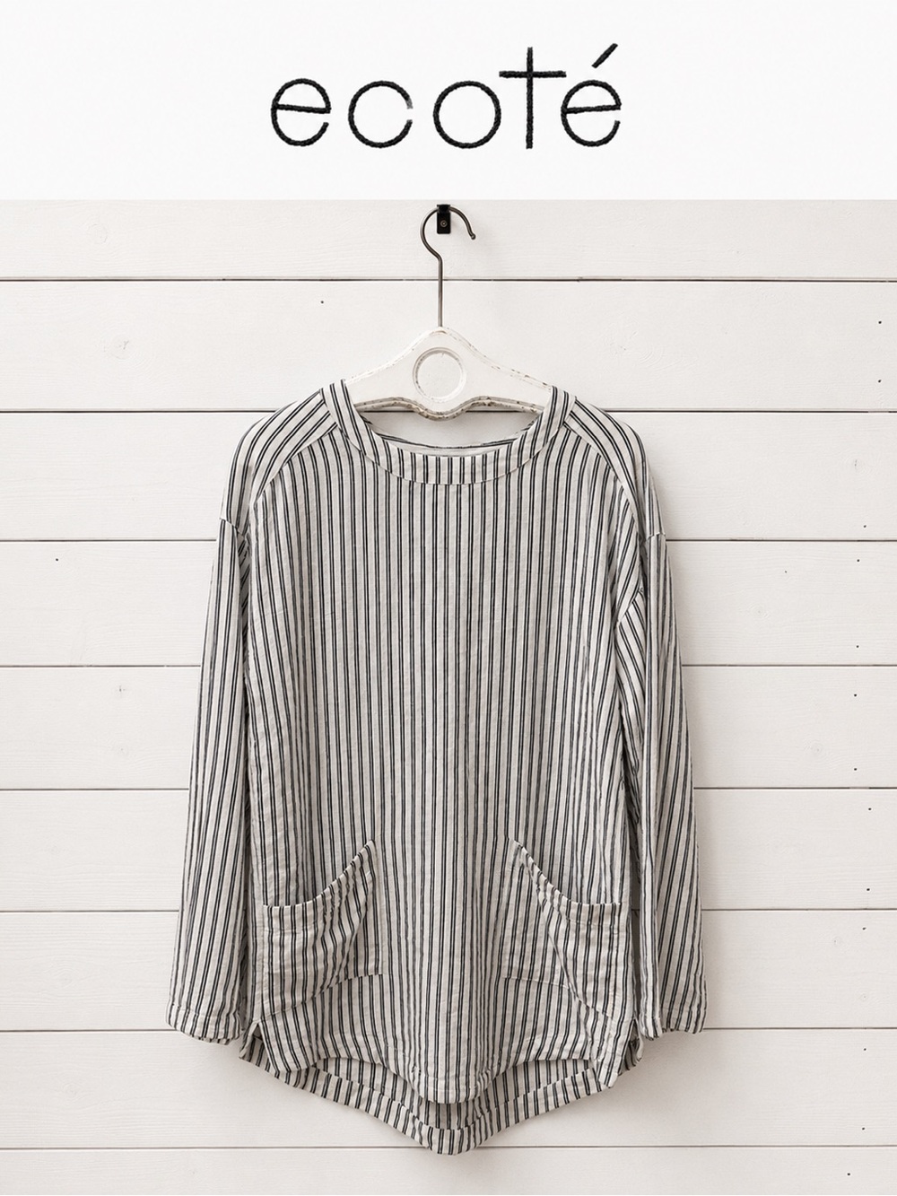 Ecoté Striped Tunic – off white & Black – Size M